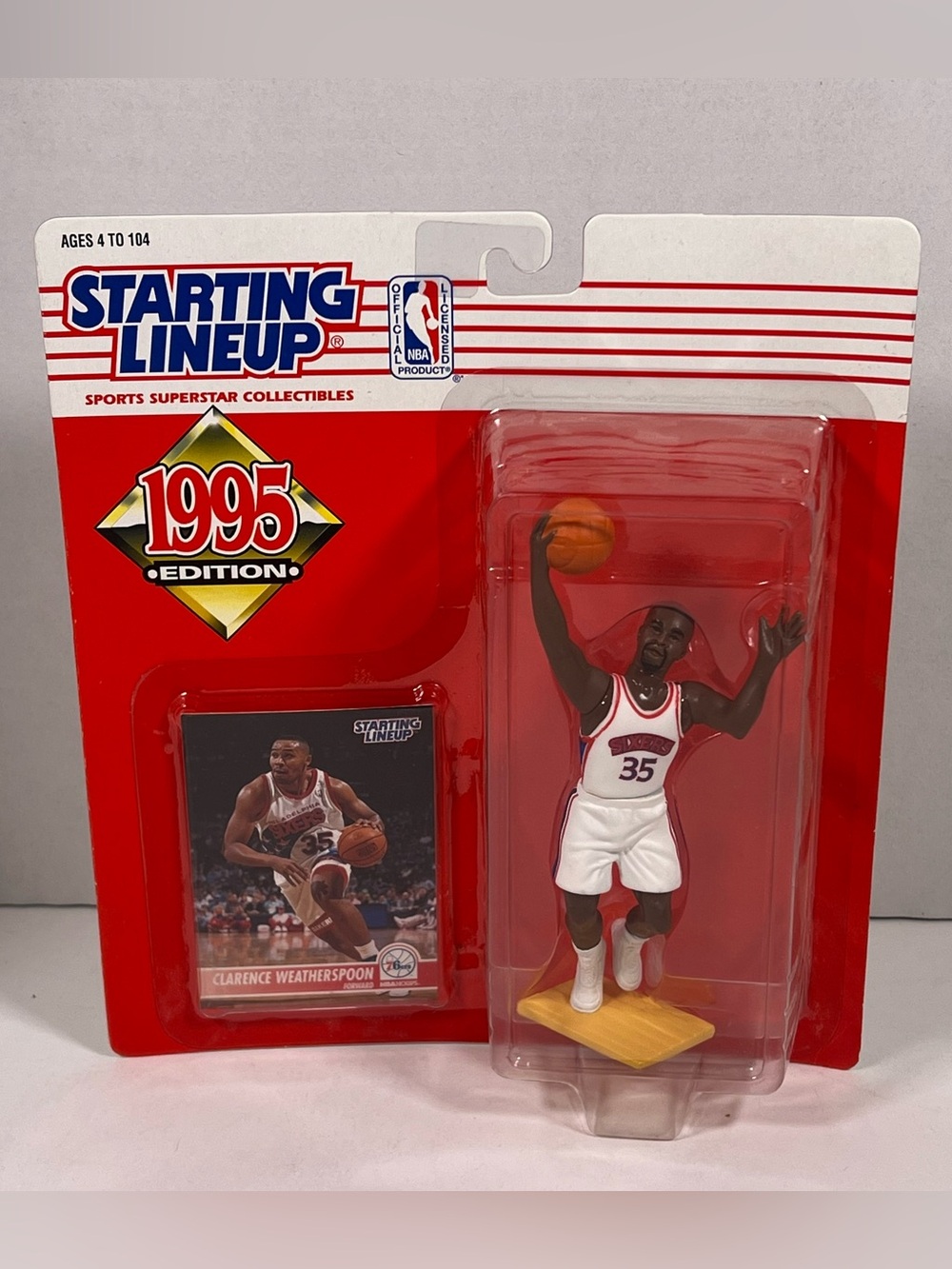Starting Lineup 1995 Clarence Weatherspoon Basketball Figure - White/Red